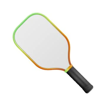 White Pickleball Paddle, 3d Vector Illustration. Blank Pickleball Paddle Mockup Stock Illustration