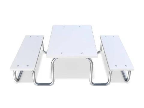 White picnic table 3D White picnic table 3D render illustration isolated o... Foto stock
