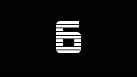 White picture of 6 on a black background. Stock Footage 196546994