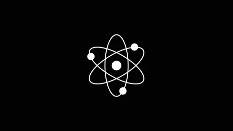 White picture of atom on a black background. Stock Footage 181362675