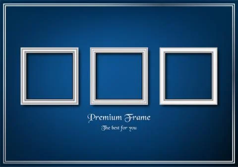 White picture frame on blue gradient background. Stock Illustration