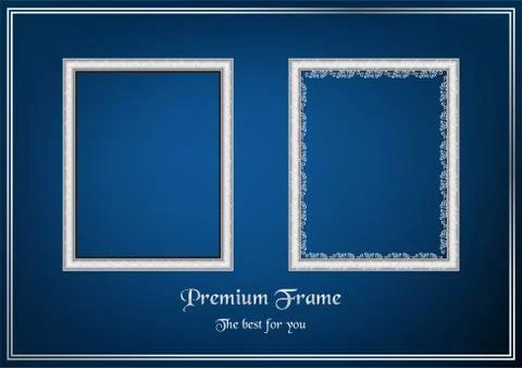 White picture frame on blue gradient background. Stock Illustration