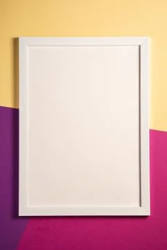 White picture frame with empty template, mockup card Stock Photos