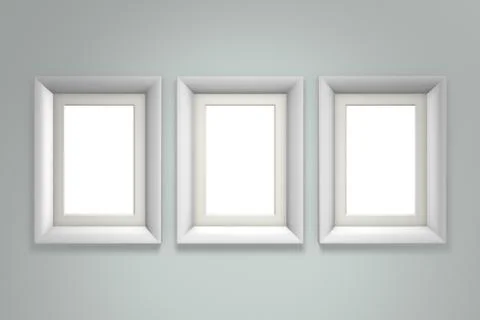 White picture frame on gray wall 스톡 일러스트