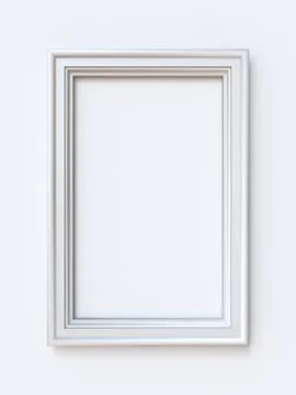 White picture frame rectangular 3D rendering illustration イラスト素材