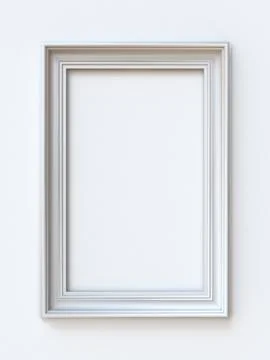 White picture frame rectangular 3D rendering illustration Stock Illustration