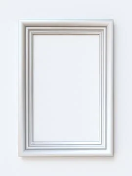 White picture frame rectangular 3D rendering illustration Stock Illustration