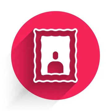 White Picture frame on table icon isolated with long shadow. Valentines Day Stock Illustration