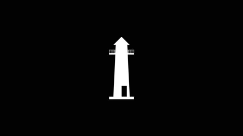 White picture of lighthouse on a black background. Vidéo 184853717