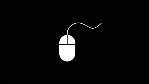 White picture of PC mouse on a black background. Video stock 184852833
