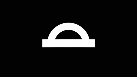 White picture of protractor on a black background. Video stock 184858698