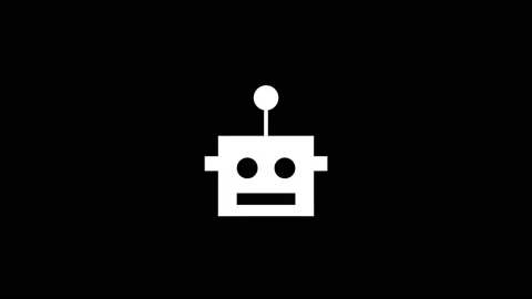 White picture of robot on a black background. Stock Footage 197062094