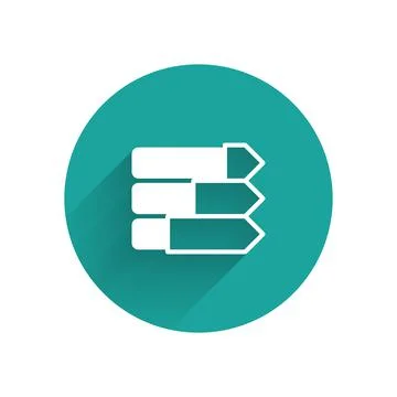 White Pie chart infographic icon isolated with long shadow background. Diagra Illustrazione stock