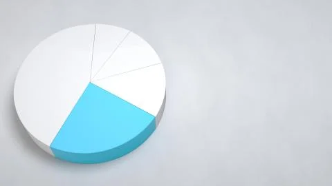 White pie chart with one blue sector Stock Illustration