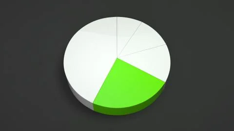 White pie chart with one green sector Stock Illustration