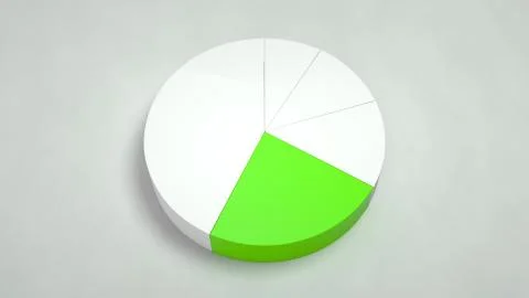 White pie chart with one green sector Stock Illustration