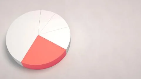 White pie chart with one red sector Stock Illustration