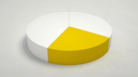 White pie chart with one yellow sector Stock Illustration