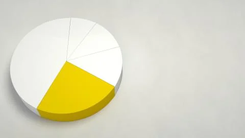 White pie chart with one yellow sector Stock Illustration