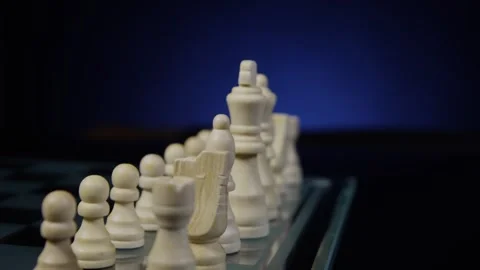 White Pieces On A Chess Board Stock Footage 243614963