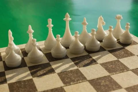 White pieces on a chessboard. Stock-Fotos