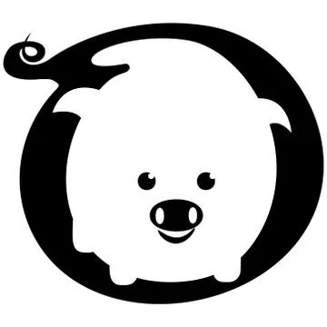 White Pig Negative Space Logo. Vector Illustration Illustrazione stock
