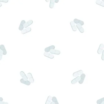 White pill pattern seamless vector Stock Illustration