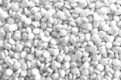 White pill tablet background 3D Rendering Stock Illustration