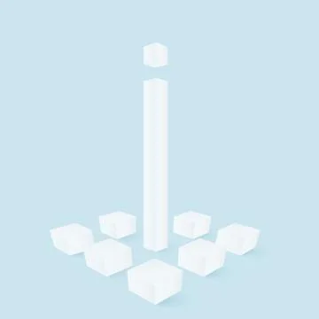 White pillar among cubes. Abstract vector illustration for high tech design. Stock Illustration