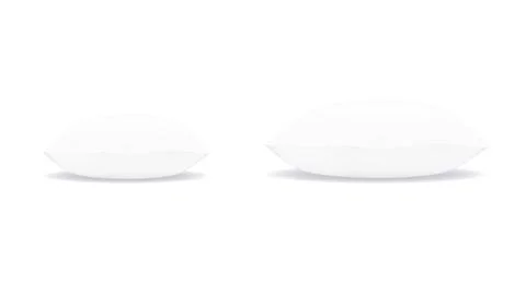 White pillow square shape top, side and front view. Realistic cushion for sleep Stock Illustration