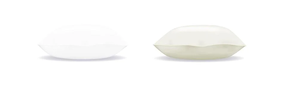 White pillow square shape top, side and front view. Realistic cushion for sleep Stock Illustration