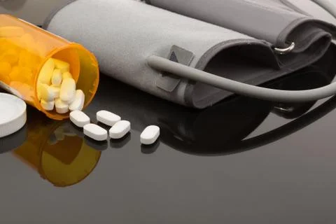 White Pills and Botttle-3 Stock Photos