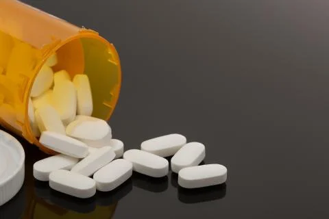 White Pills and Botttle-5 Stock Photos