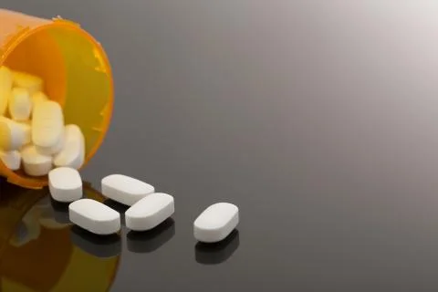 White Pills and Botttle-6 Stock Photos