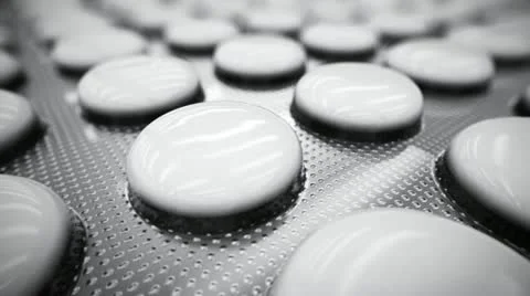White pills like aspirin penicillin prozac vitamins narcotics painkiller Stock Footage