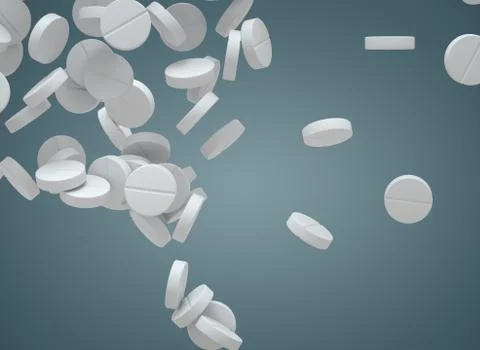 White pills falling 写真素材