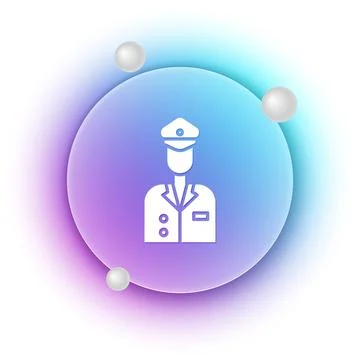 White Pilot icon isolated on white background. Blue and purple gradient cir.. Stock Illustration