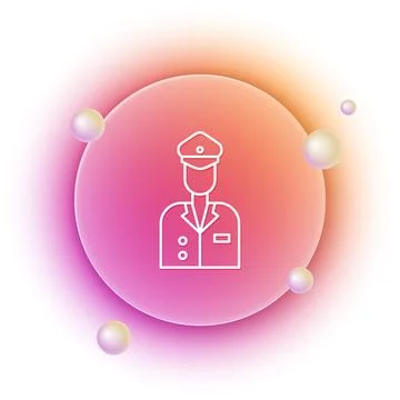 White Pilot icon isolated on white background. Orange and pink gradient cir.. Stock Illustration