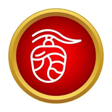 White pine cone icon on red button Stock Illustration