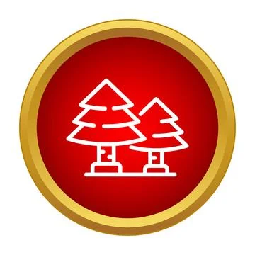 White pine trees icon in red circle Stock Illustration