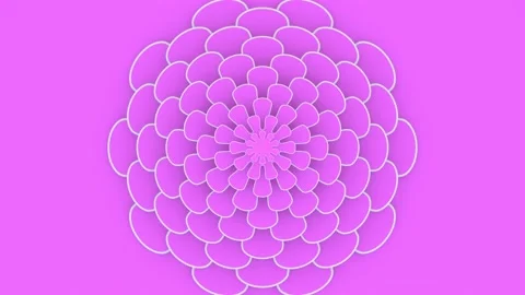 White pink background, flower hypnotic mandala, 3d motion design, paper art Stock Footage 130671505