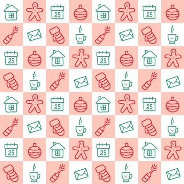White pink Christmas pattern for gift boxes and wrap. Doodle, vector Illustrazione stock