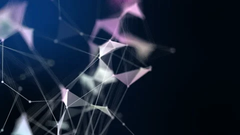 White pink purple digital plexus on blue background. Video stock 145888600