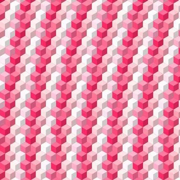 White-pink-red isometric cube pattern wallpaper Stock Illustration
