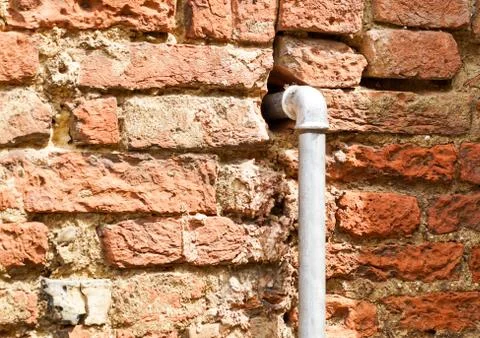 White pipe on wall background, pipe for water system and electricity system on Stock Photos