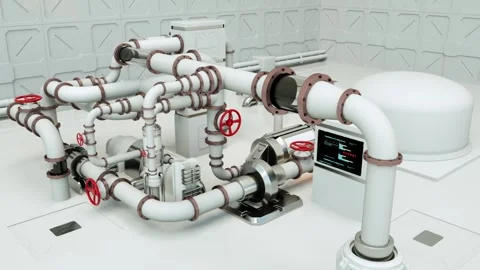 White pipes network structure growing Video stock 144694721