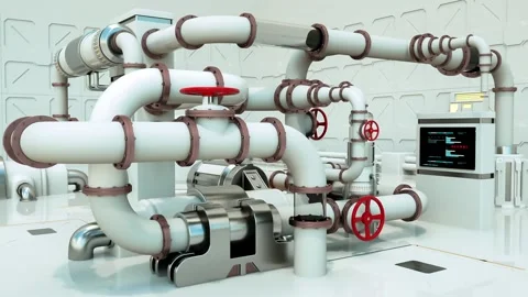 White pipes network structure growing Stock Footage 144782742