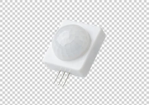 White pir motion sensor component with pins isolated on transparency, smart.. Fotos de archivo