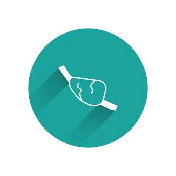 White Pirate eye patch icon isolated with long shadow background. Pirate Ilustración de archivo