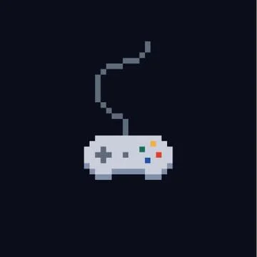 White pixel art 8 bit gamepad for game console - Isolated vector icon of wired Stock Illustration